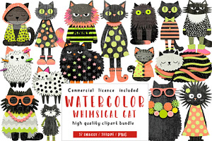 Whimsical Cat Clipart, an Illustration by CreationArt