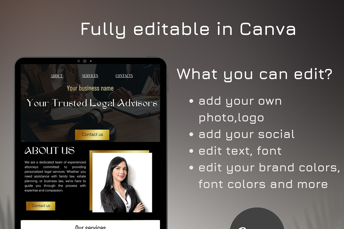 lawyer kanding page Canva, a Landing Page Template by Amiraliya (Photo 8 of 8)