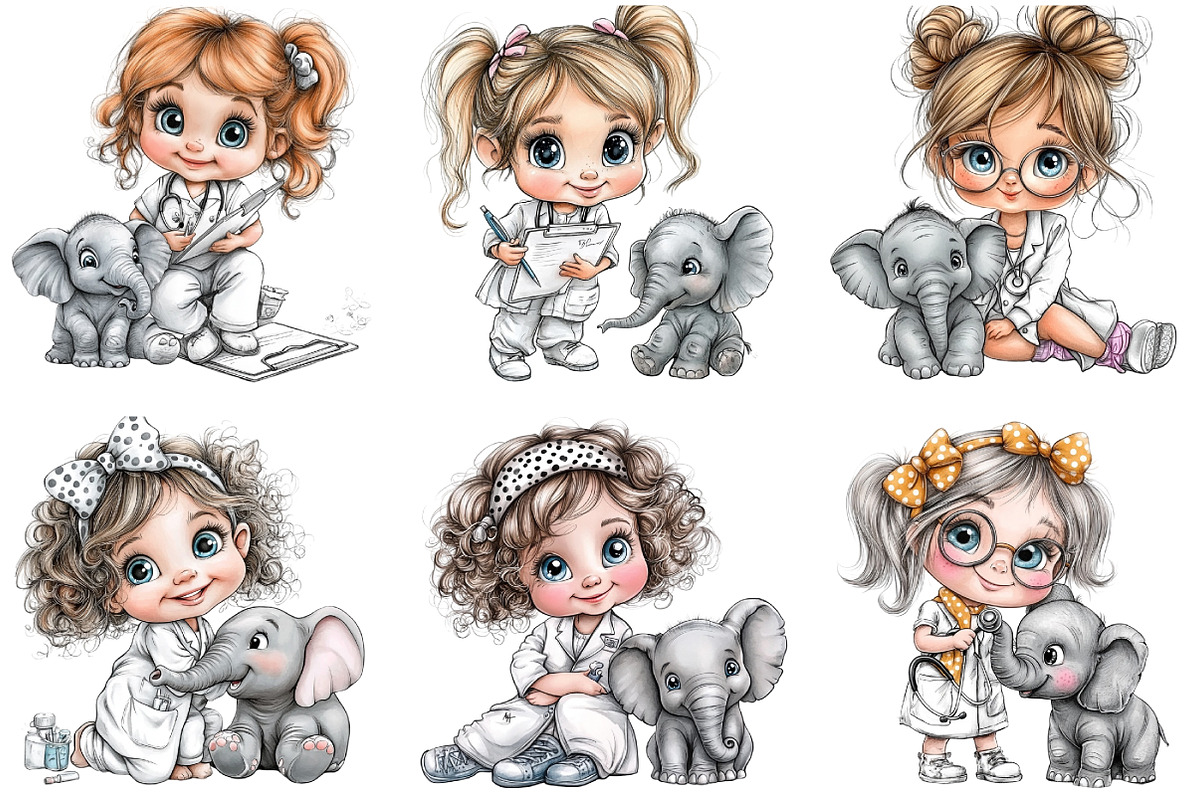 Veterinarian girl clipart, an Illustration by DreamArtGraphic (Photo 3 of 9)