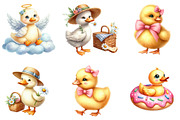 Watercolor Cute Duck Clipart, an Illustration by DreamArtGraphic (Thumbnail 2 of 5)