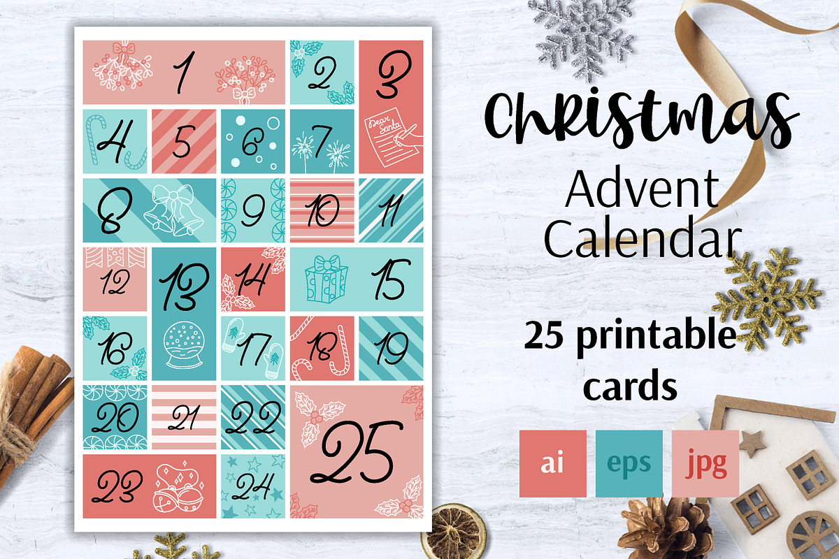 Xmas Advent Calendar | A4 Vertical, a Card Template by AnnaViolet_store (Photo 1 of 10)