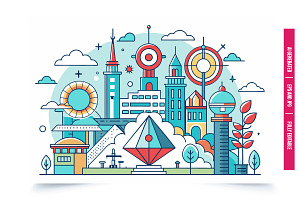 Minimalist Cityscape Art, an Illustration by Tanuart
