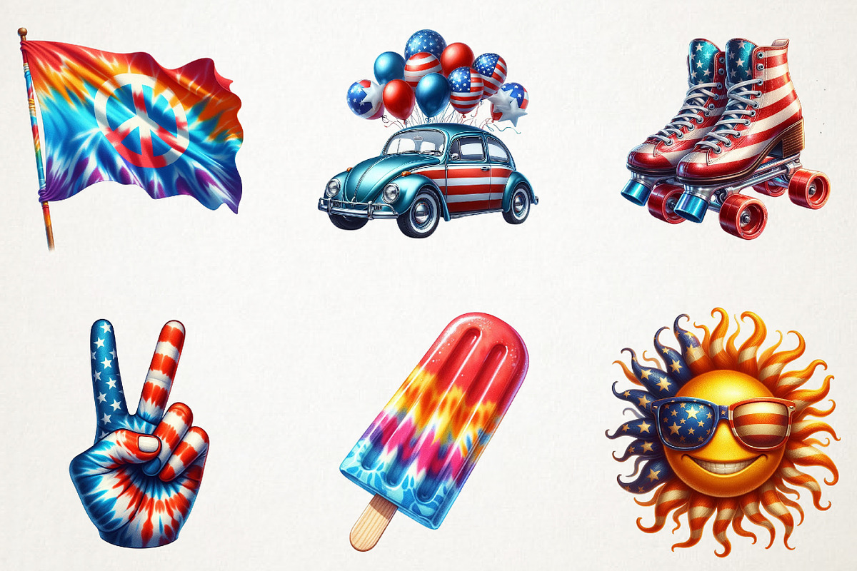 Groovy 4th of July Sublimation Clipa, an Illustration by RobertsArt (Photo 3 of 7)
