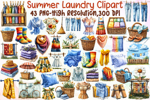 Summer Laundry Day Clipart, an Illustration by Sublimation Artist