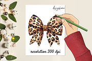Watercolor Leopard Bows Clipart PNG, a Work Illustration by SinaCreation (Thumbnail 3 of 5)