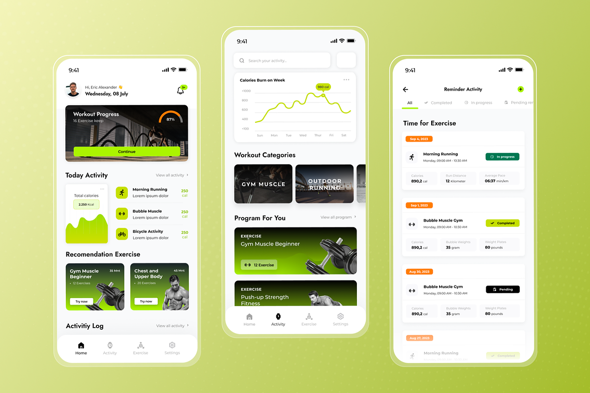 Fit Zone Fitness Mobile App UI Kits, an UI Kit Template by SquidPixey (Photo 2 of 3)