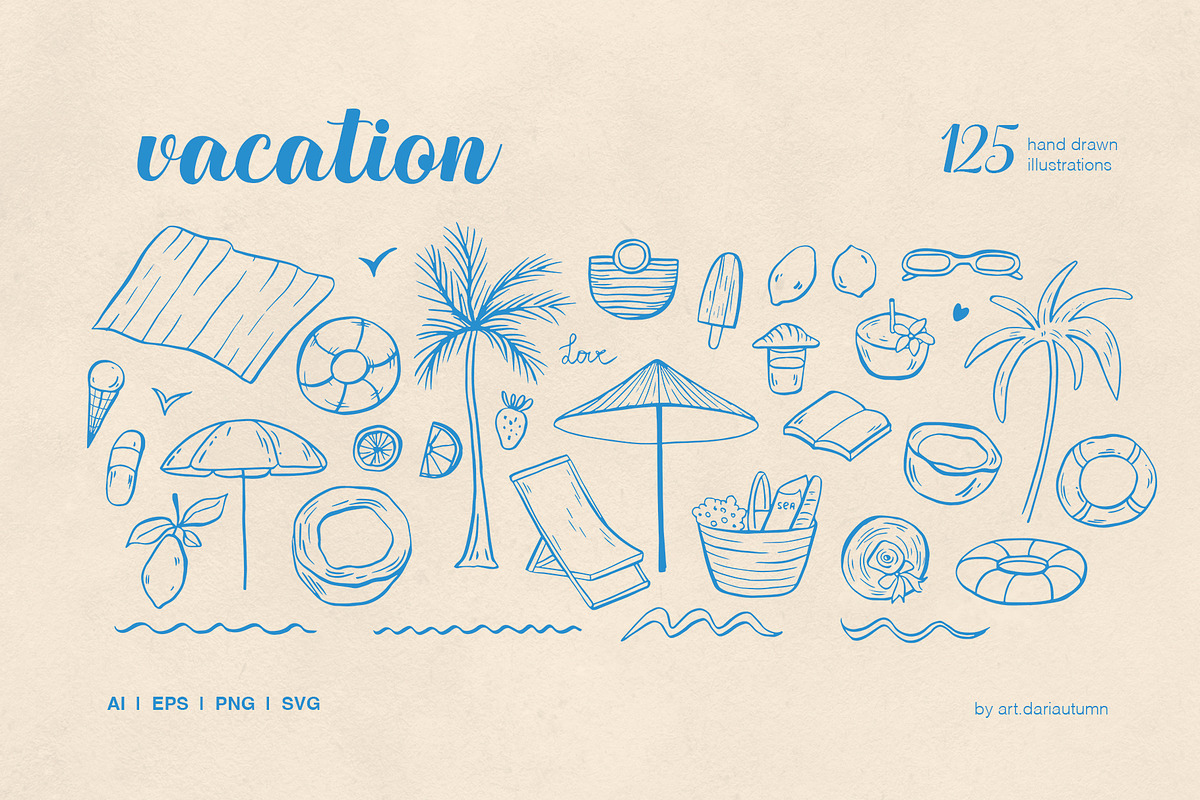 Vacation Vibes Whimsical Set, an Object Illustration by Art Dari Autumn (Photo 9 of 13)