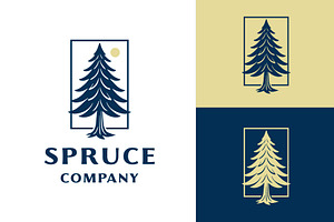 Spruce Tree Pine Evergreen Logo, a Branding & Logo Template by funpixel