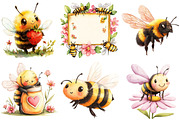 Pink Summer Bees Garden Clipart, an Illustration by Watercolor design (Thumbnail 4 of 4)