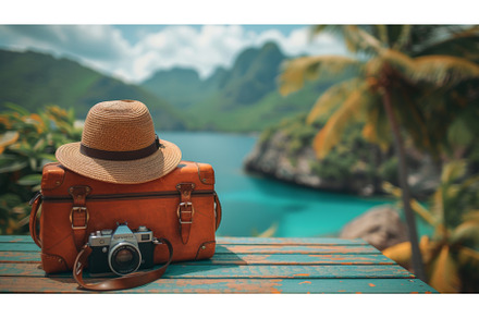 A vintage suitcase, hipster hat, a Holiday Photo by ZinetroN