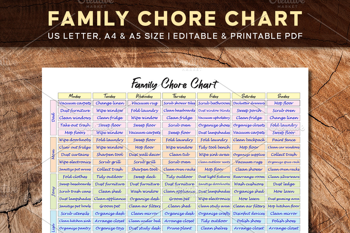 Editable Family Chore Chart, a Stationery Template by Graphicsnext (Photo 1 of 7)