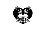 Cute Bunny Love Silhouette Icons, an Illustration by Creativeshirt (Thumbnail 44 of 51)
