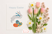 Cute Easter Bunny & Eggs Clipart, a Seasonal Illustration by Decor Lines (Thumbnail 6 of 9)