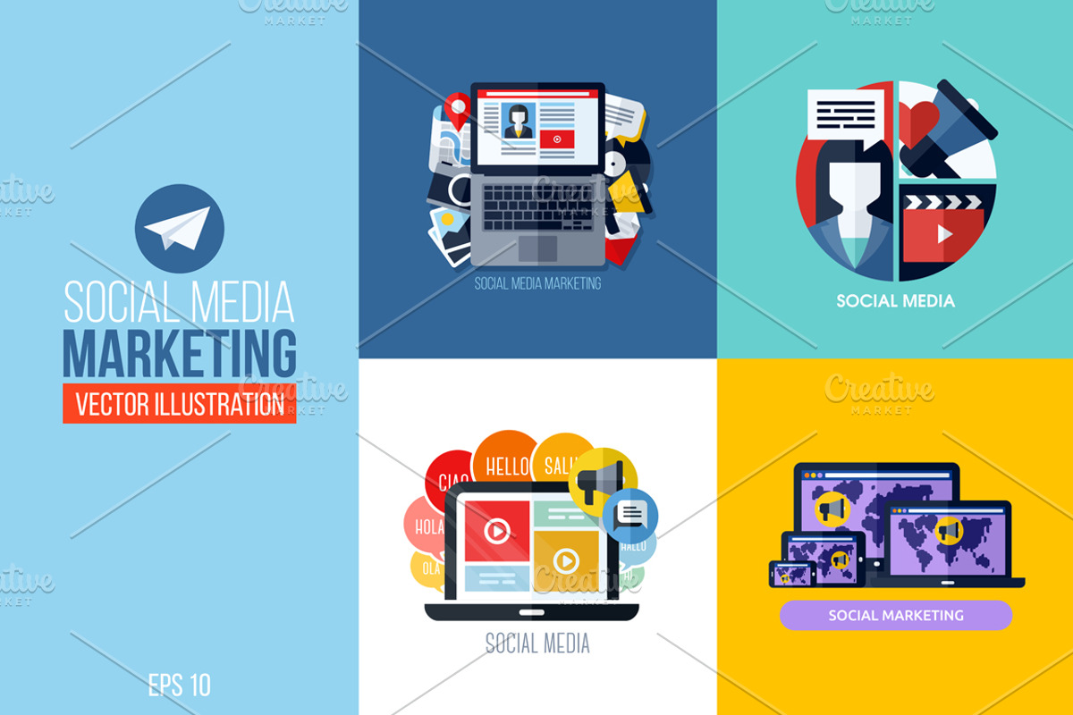 Social media marketing concepts, a Technology Illustration by elena_andreeva