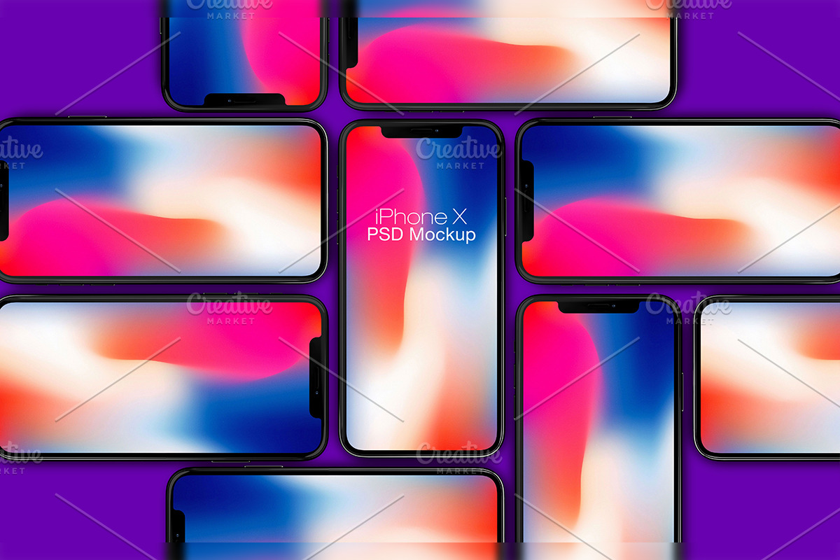 10 iPhone X PSD Mockup Set, an iPhone Mockup by Sinlatown (Photo 3 of 11)