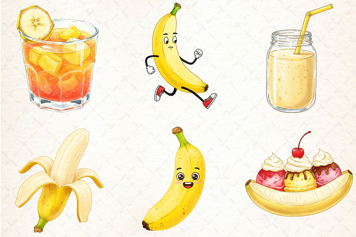 Watercolor Banana Clipart, an Illustration by Libby Wishes (Photo 4 of 6)