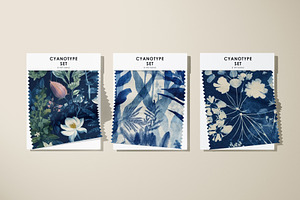 Cyanotype Set Of Seamless Patterns