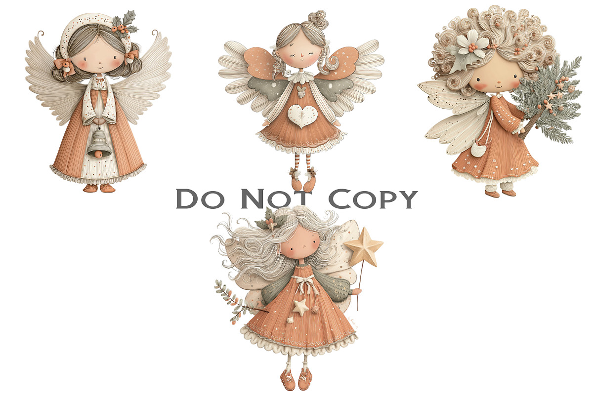 Whimsical Christmas Angel Clipart, an Illustration by Craft Nest (Photo 5 of 9)