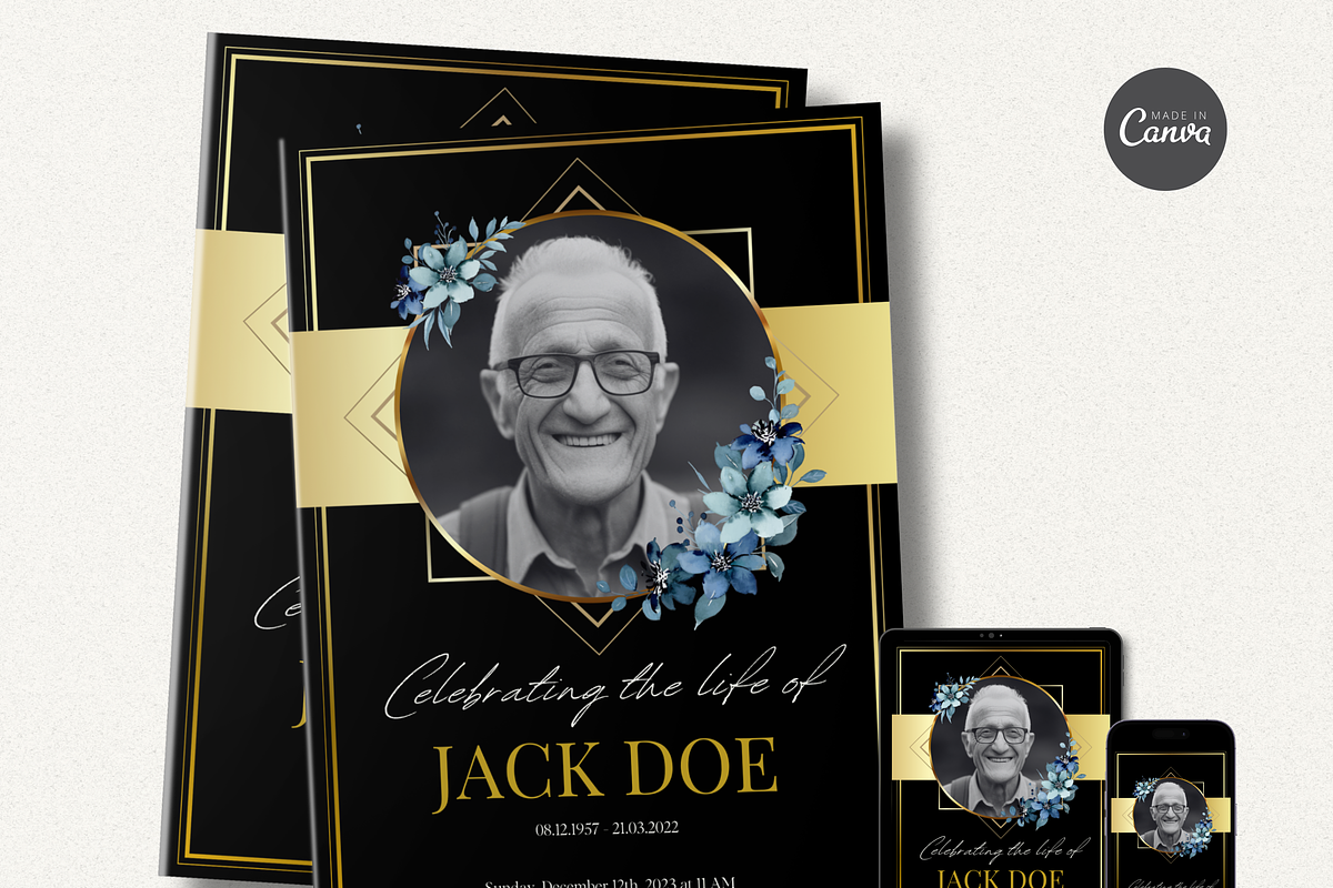 Funeral Program Template Set I Canva, an Invitation Template by The Social Stuff (Photo 2 of 9)