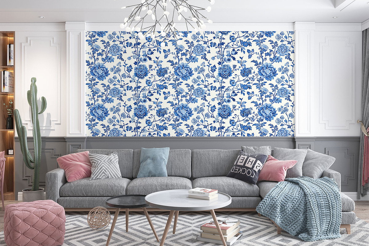 Chinoserie Floral Seamless Pattern, a Pattern Graphic by Olya Creative (Photo 4 of 8)