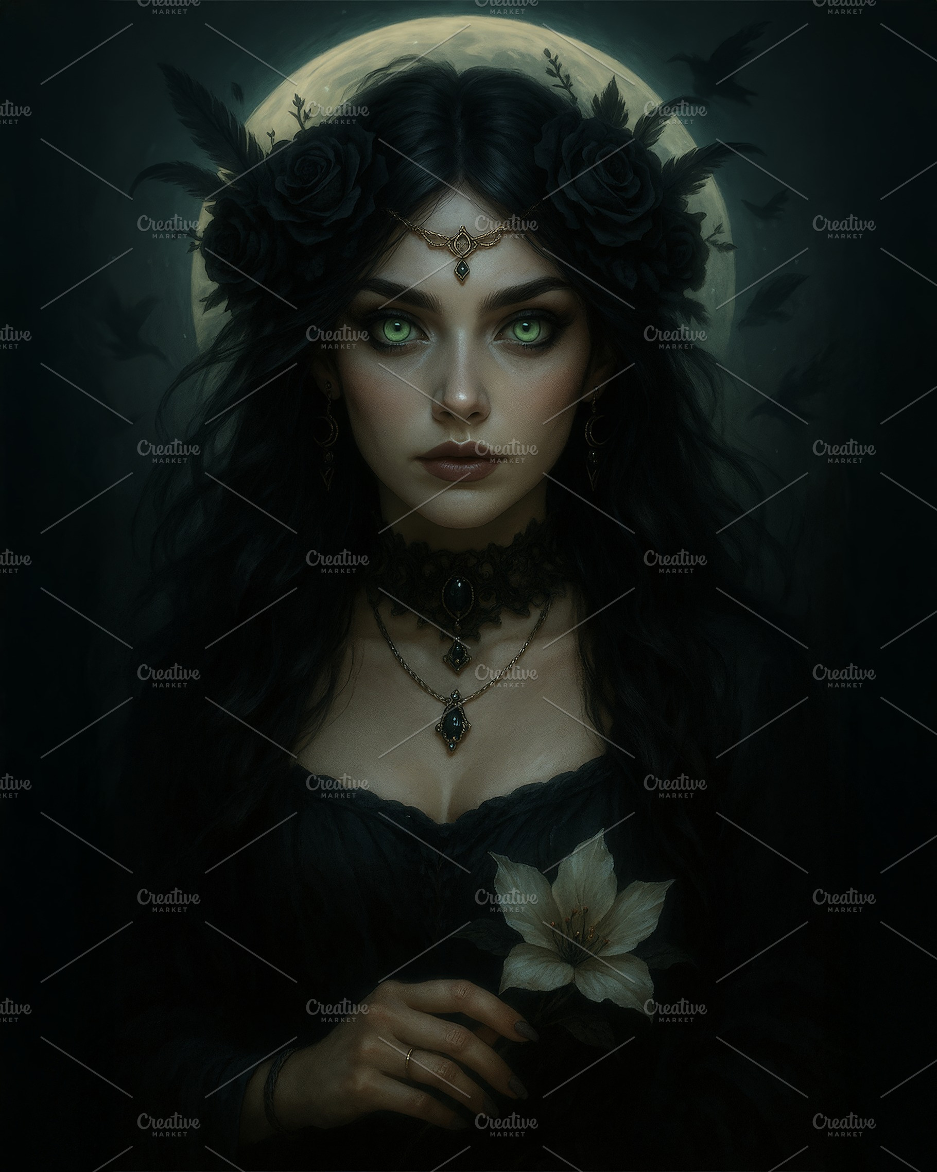 Moonlit Witch of Shadows, an Abstract Photo by Hamza067
