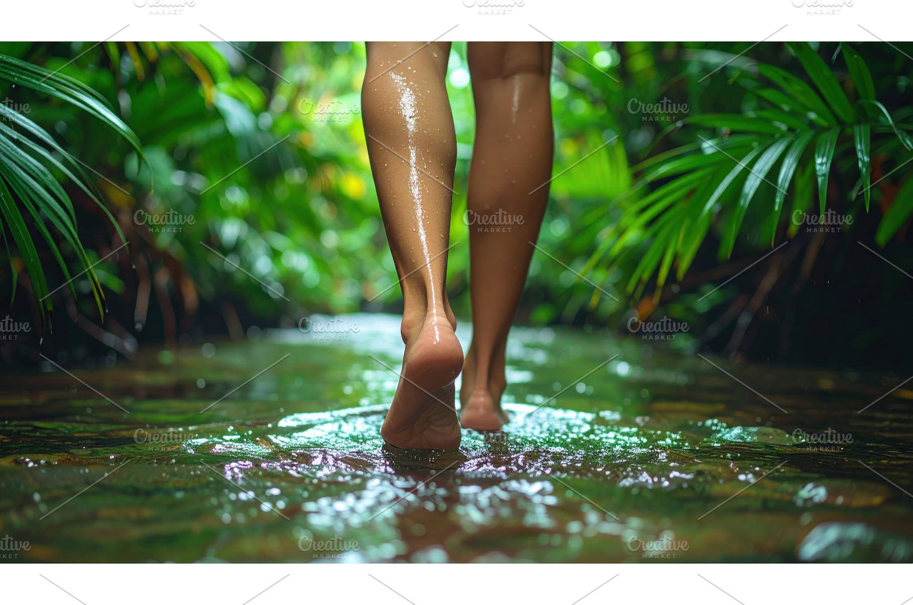 Bare feet walking through a lush, a Nature Photo by Igor Tichonow