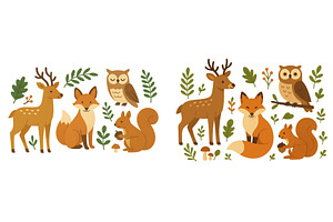 Forest animals in a whimsical, an Animal Illustration by ZinetroN
