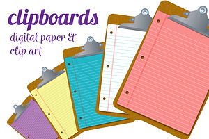 clipboard clipart & digital paper