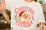 Pink Christmas Vibes Santa PNG, a Seasonal Illustration by Creative Art (Thumbnail 2 of 3)
