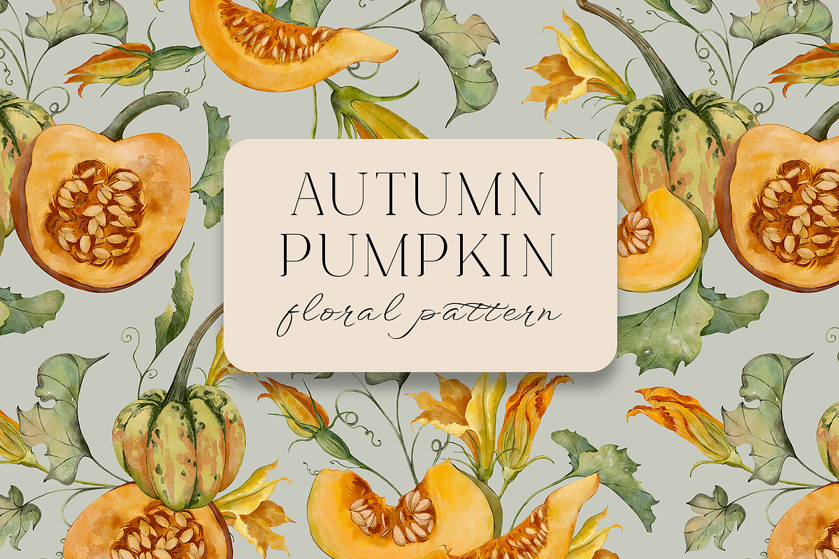 AUTUMN PUMPKIN floral pattern, a Pattern Graphic by Yuliia Lashevska (Photo 7 of 12)
