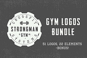 Set of vintage gym logos, a Branding & Logo Template by AkimD (Thumbnail 1 of 9)