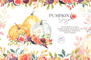 Watercolor Pumpkin Autumn Clipart