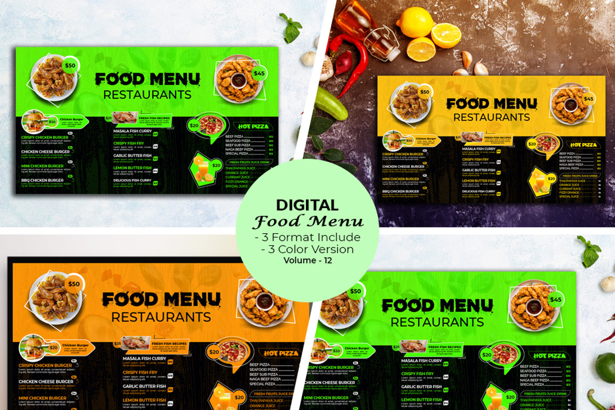 Digital Food Menu Template, a Stationery Template by MRI STUDIO (Photo 1 of 4)