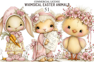 Whimsical Easter Animals Clipart, an Illustration by designcity5