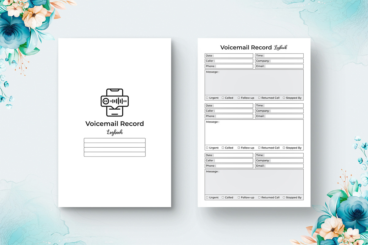 Voicemail Record Logbook V-1, a Templates & Theme by Mondols Graphic (Photo 2 of 2)