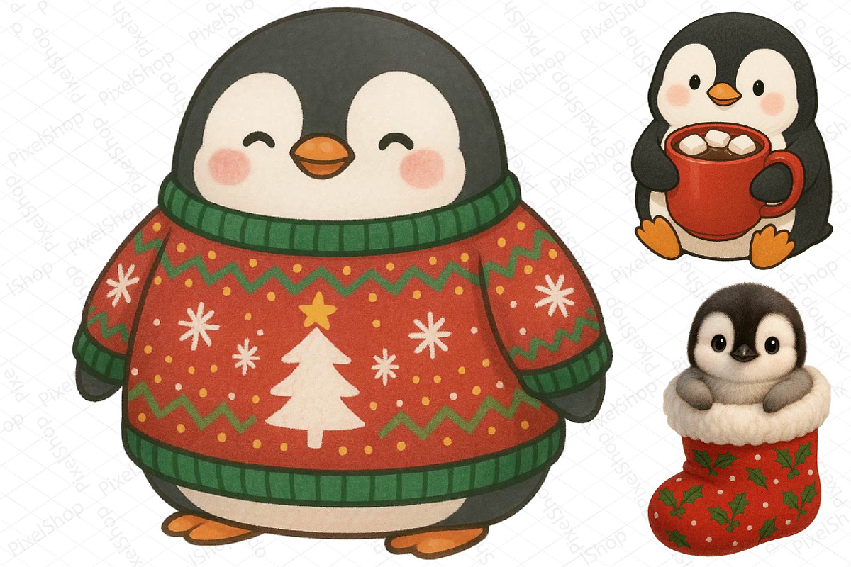 Cute Christmas Penguin Clipart, an Icon by DreamPrint404 (Photo 2 of 3)