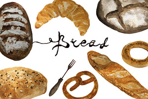Bakery and bread watercolor