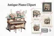 Antique Piano Clipart, a Graphic by Artnoy (Thumbnail 1 of 5)