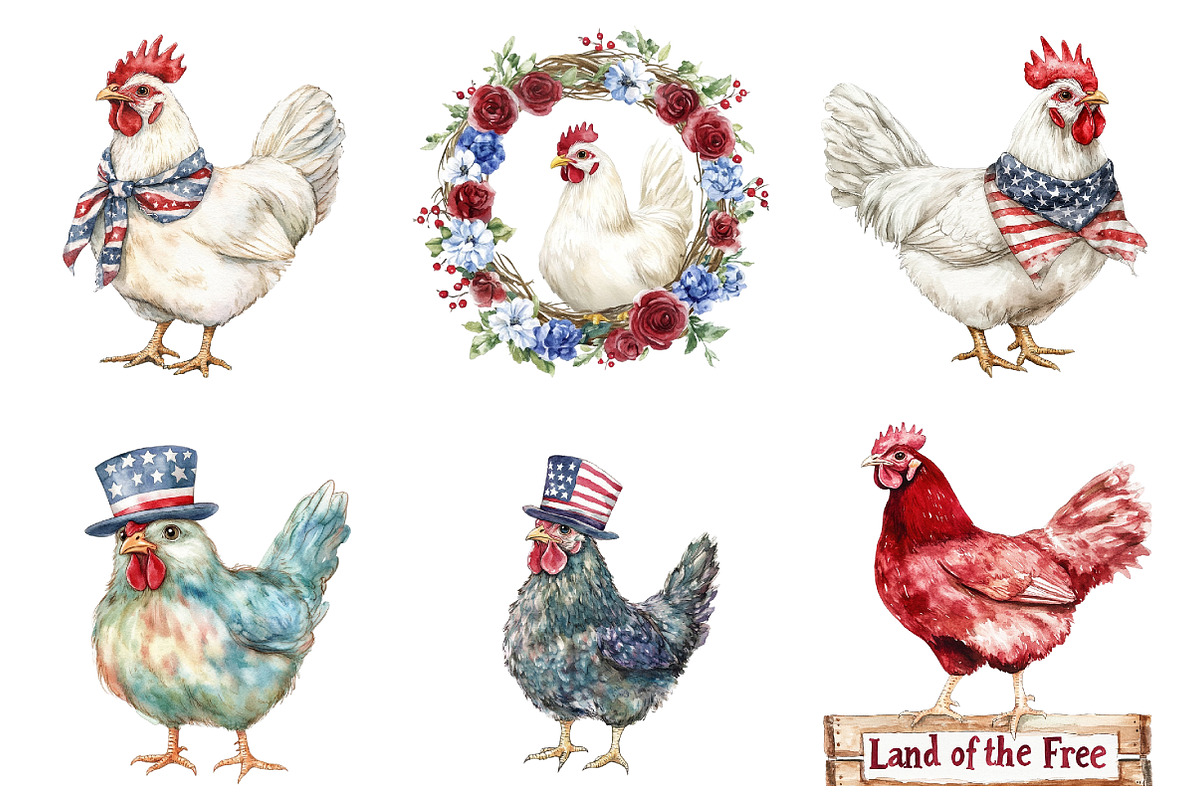 Patriotic USA Chicken PNG Retro Amer, an Illustration by DreamArtGraphic (Photo 4 of 4)