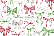 Watercolor ribbon bows clipart., an Object Graphic by AquarelleSpace (Thumbnail 1 of 5)