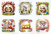 Spring Animals On Swing Clipart, an Illustration by RobertsArt (Thumbnail 6 of 7)