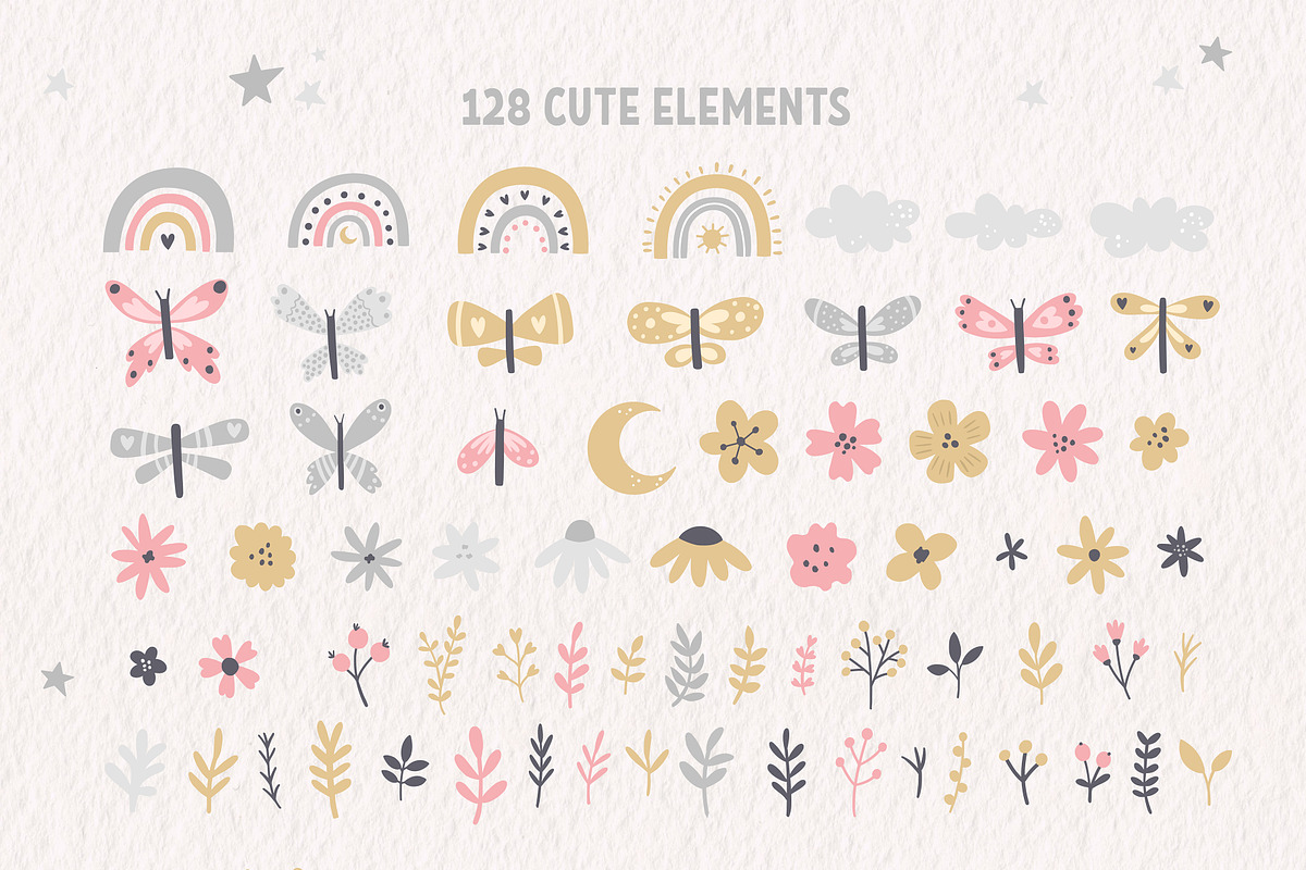 Unicorns in the garden kids clipart, a Decorative Illustration by Leysan Shayak (Photo 8 of 14)