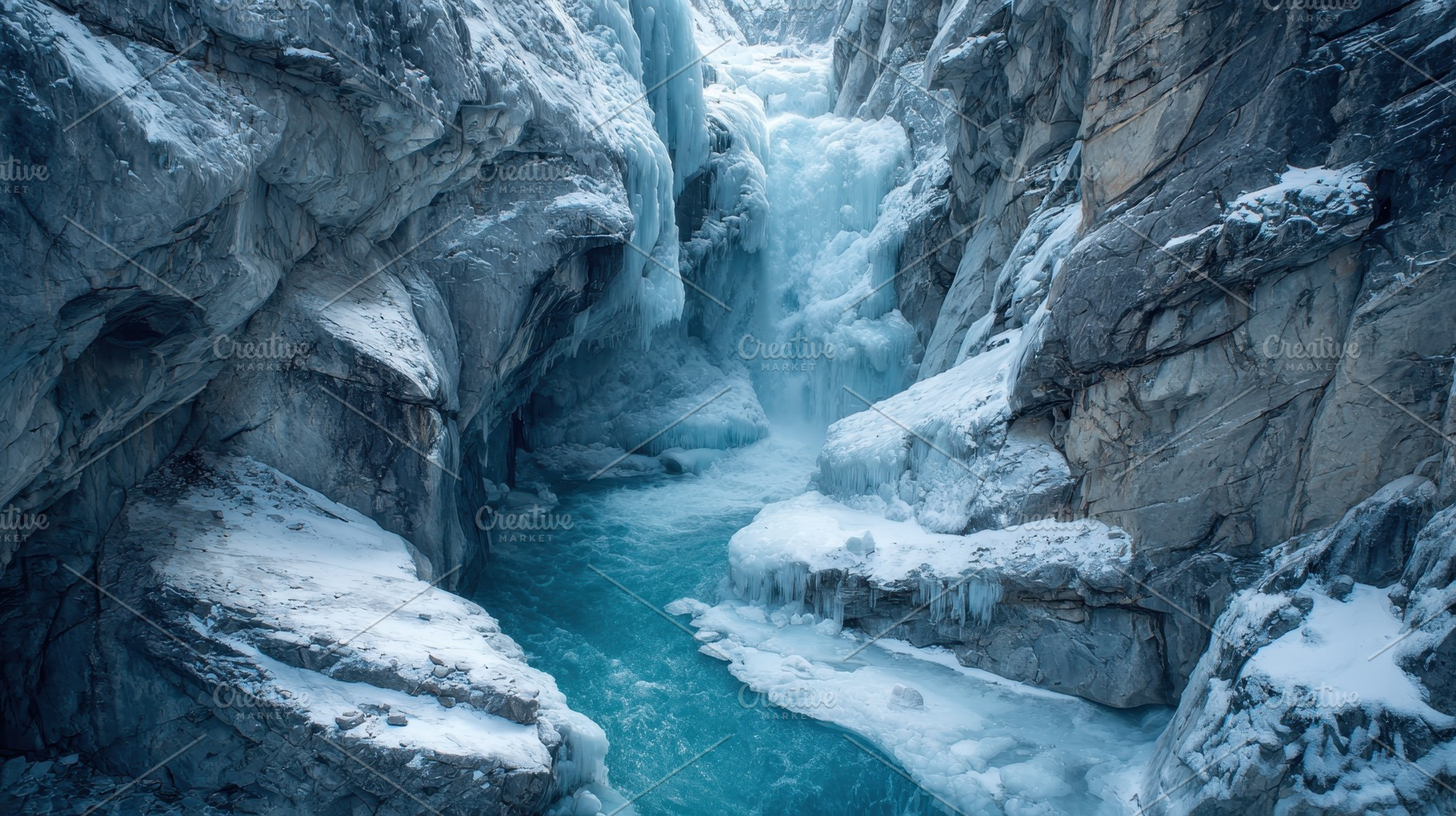 Winter wonderland, frozen waterfall, a Photo by Pavel_design