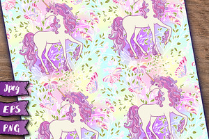 Unicorn Seamless Patterns Set 2