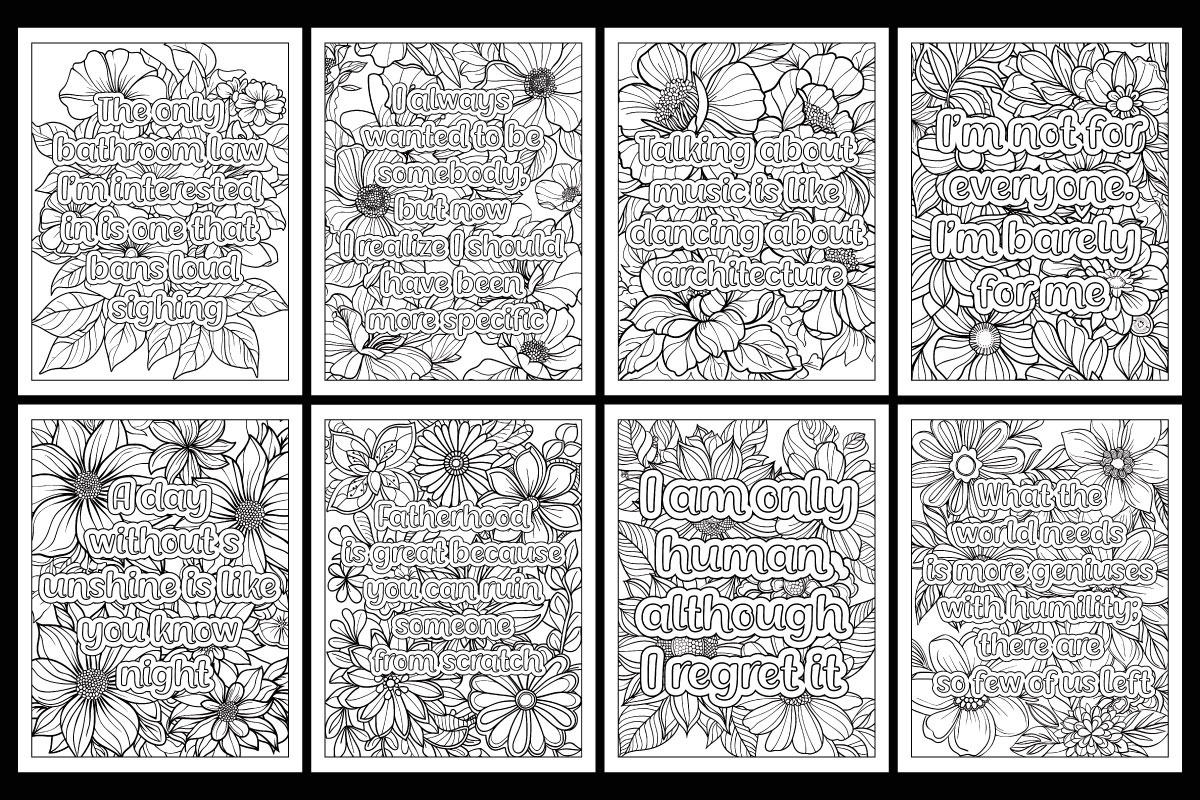 50 Funny Quotes Coloring Pages, an Illustration by protabsorkar11 (Photo 2 of 3)