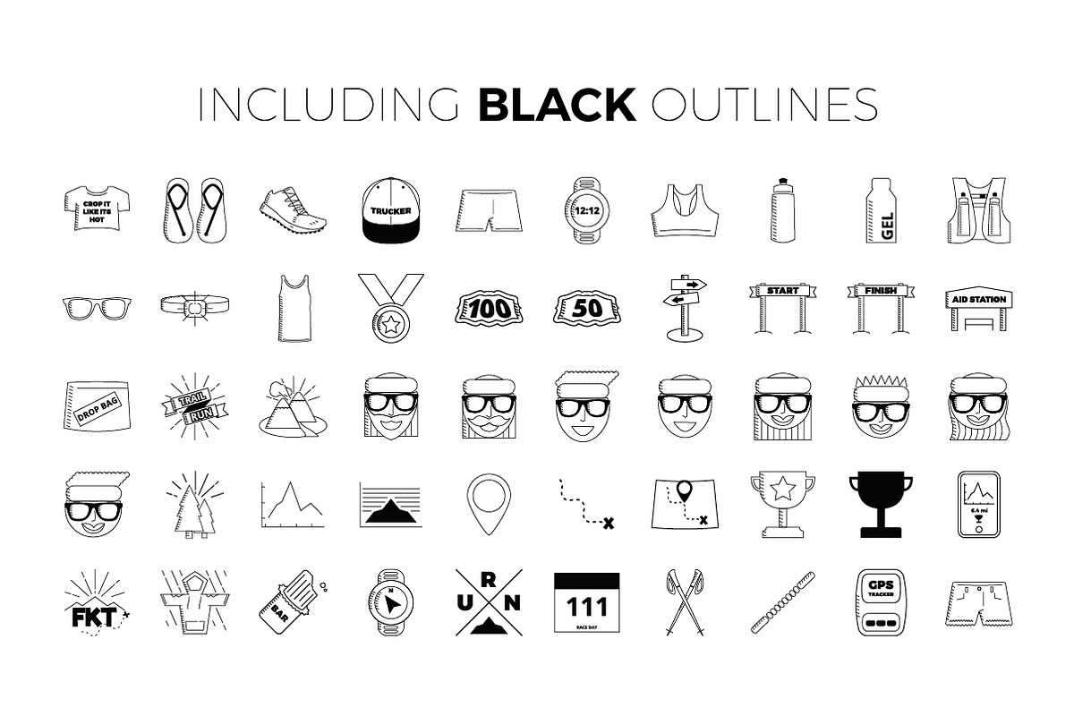 50 Trail Running Icons, an Icon by Victory Design