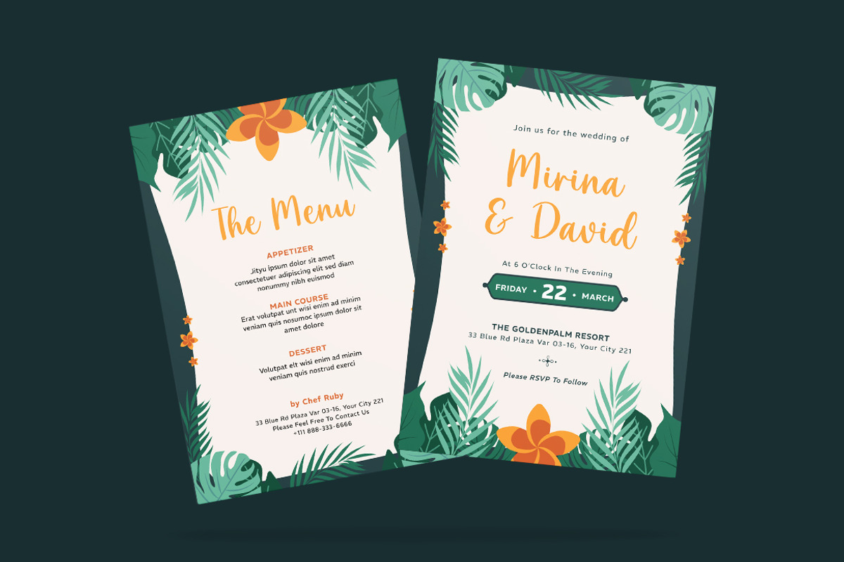 Tropiel Wedding Invitation Template, an Invitation Template by iDoodle Studio (Photo 4 of 4)
