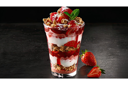 cream strawberry parfait ai, a Background Photo by pikepicture