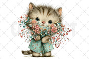 Whimsical Spring Cat Clipart Png, an Illustration by Craft Nest (Thumbnail 9 of 12)