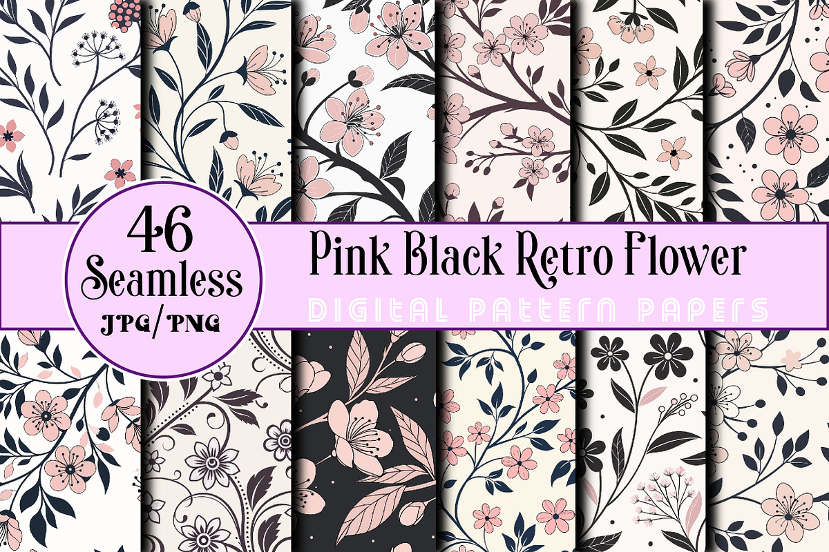 Pink Black Retro Flower Digital, an Arts & Entertainment Photo by Wow Magic (Photo 1 of 2)